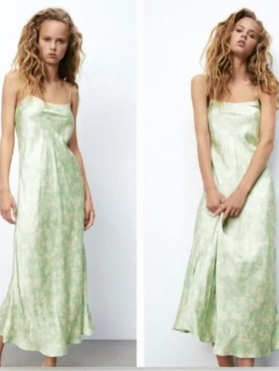 Zara Dresses & Skirts - Zara Floral Print Satin Dress Size M